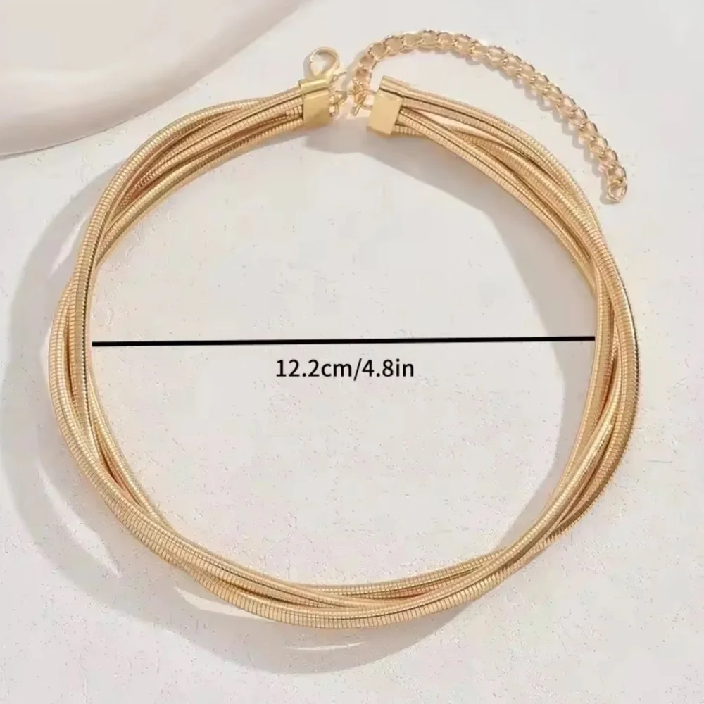 Gold Multi-Strand Chain Layered Necklace | Minimalist Chic - Picture 6 of 7